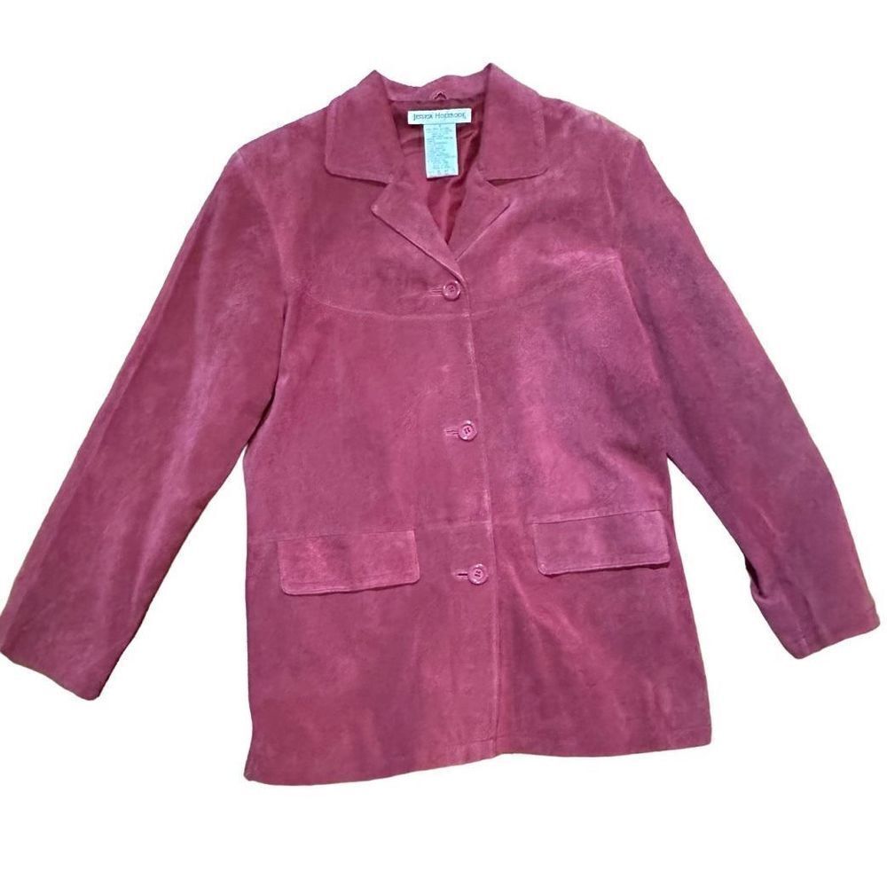 Jessica Holbrook red leather‎ jacket blazer vintage Small
